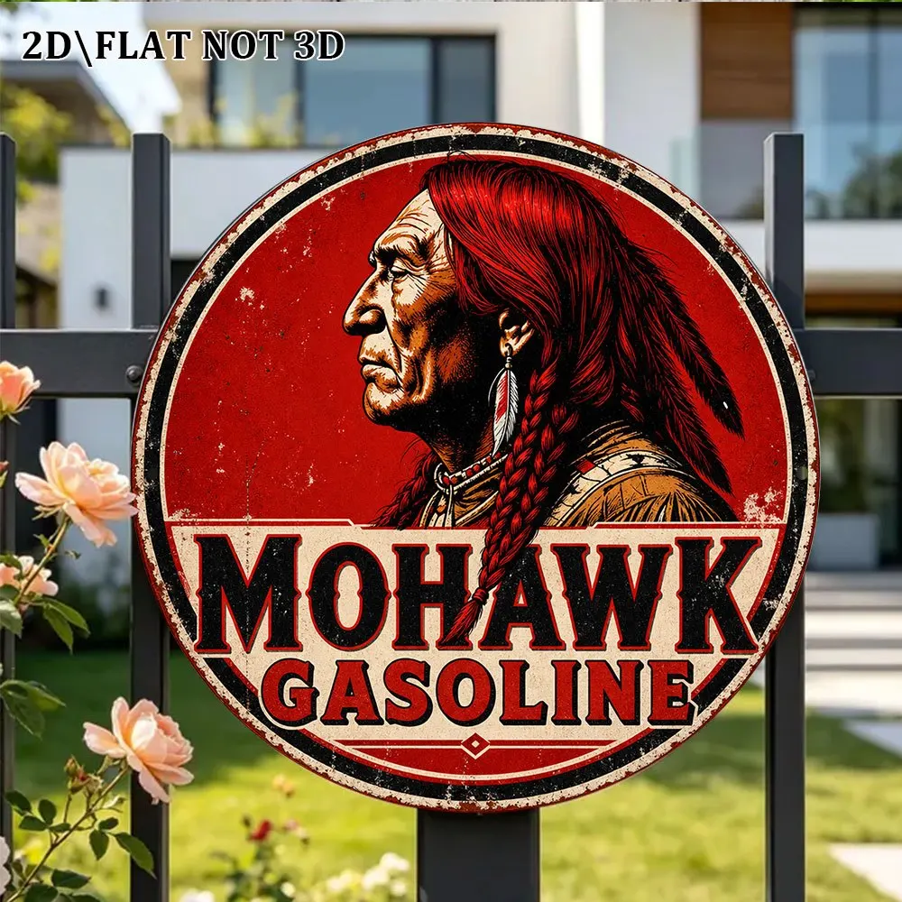 2D Flat Circular Sign, Vintage Decorative Plaque Featuring 