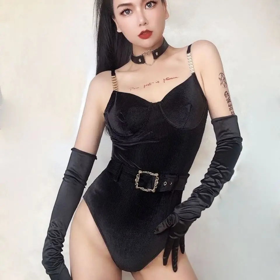 

Новый сценический костюм DS Performance для ночных клубов: ретро-комбинезон с цепями для гоу-гоу танцовщиц, диджеев и певиц, сексуальный черный цельный наряд