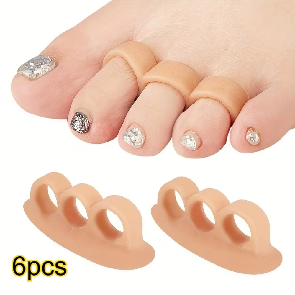 6 Pieces of Breathable Silicone Toe Separators, Anti-Friction Toe Pads, Silicone Toe Spreaders, Comfortable Foot Protection Devices
