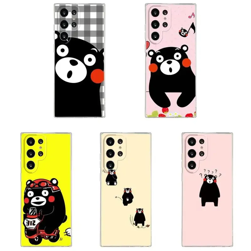 Cute Kumamon Phone Case Silicone Case For Samsung S30 S23 S21 S22 S20 Ultra S20 FE lite S10 S9 S8 PIus Cover Clear