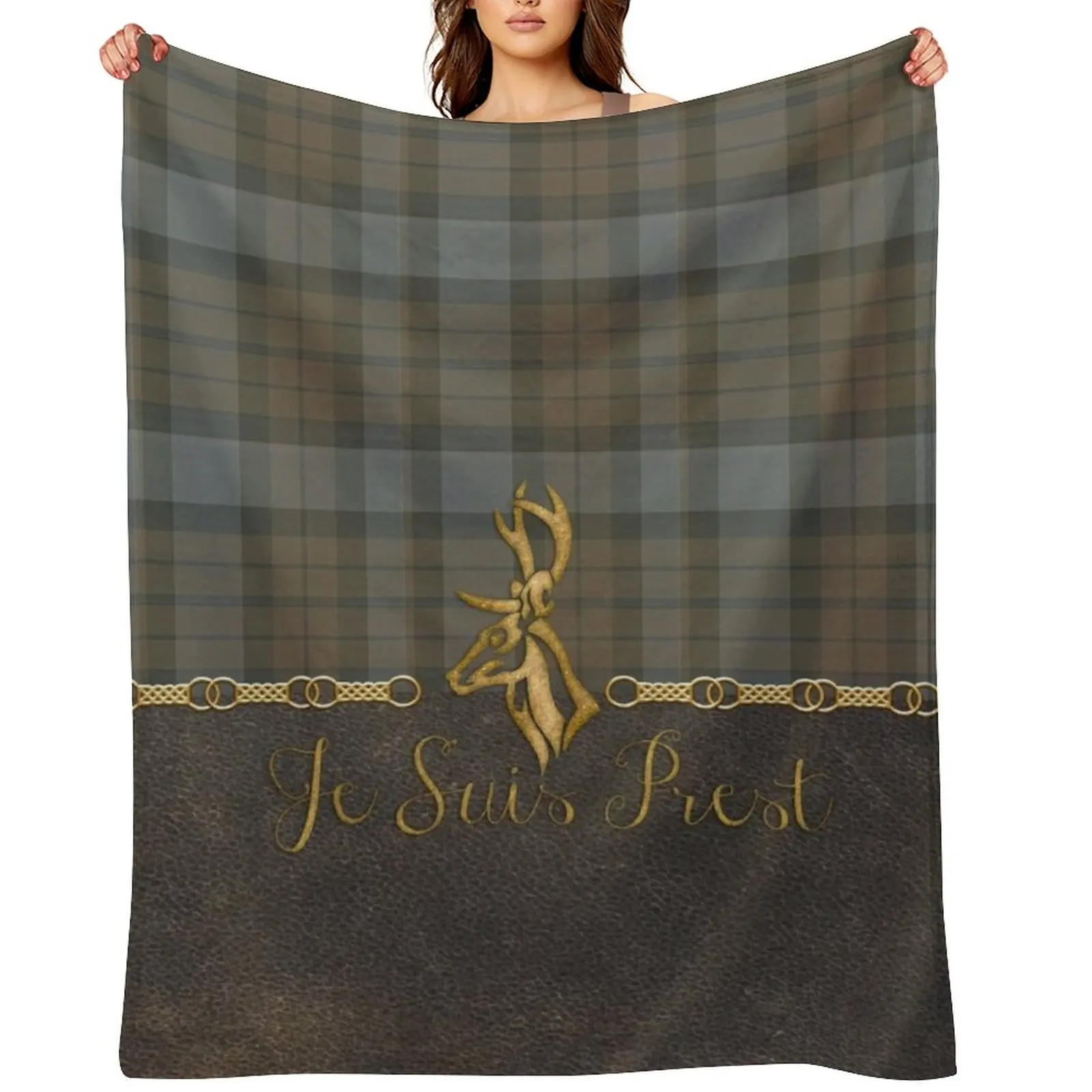 

Leather and tartan - Je suis Prest Throw Blanket Plush Cute Plaid for sofa Vintage Blankets