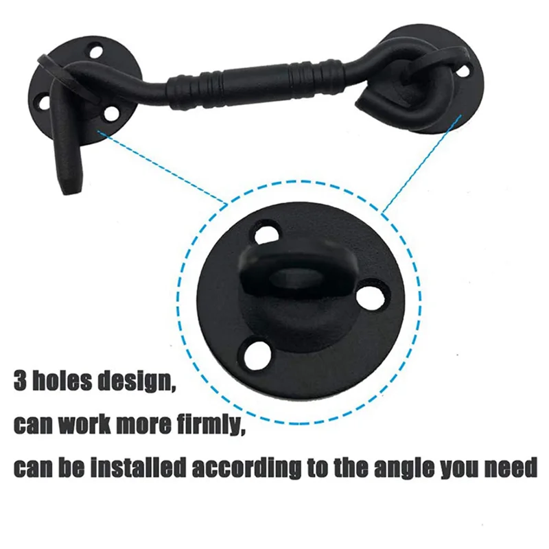 

AS94-4X Замок двери сарая, 4-дюймовый дверной крючок из нержавеющей стали и ушковая защелка с монтажными винтами, дверной замок для раздвижной двери