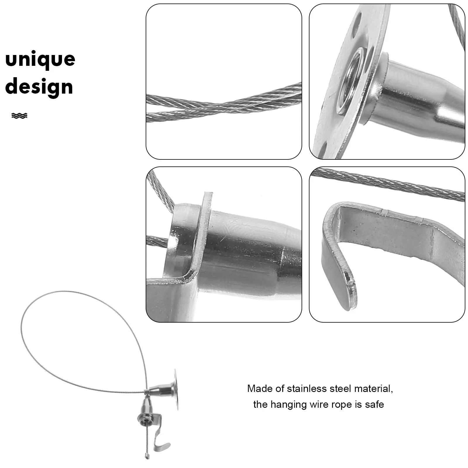 

Adjustable Stainless Steel Wire Rope Hanger Heavy Duty Corrosion-Resistant for Photo Frames Lights Awnings Luggage Moving