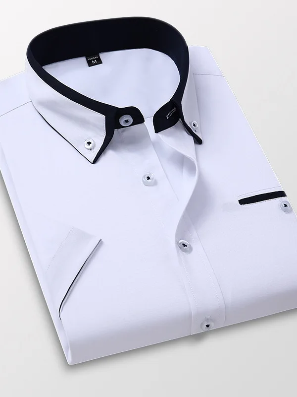 

Men's Slim Fit ort Sve irt Thin Busin Casual Sle Summer No Ironing Required Pure Color irt for Young Men