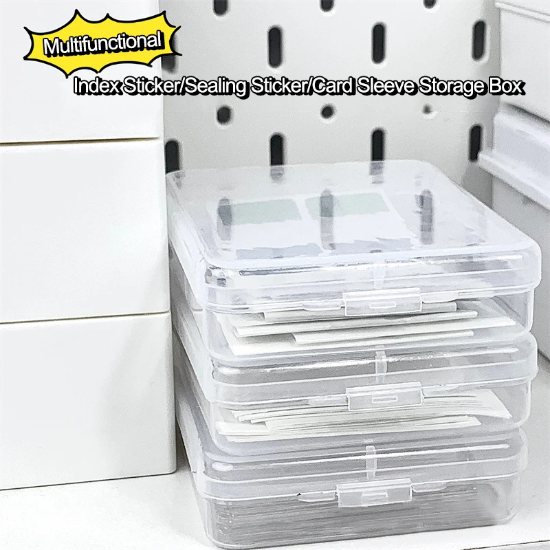 Caja de almacenamiento transparente, soporte para tarjetas, pegatina, papelería, caja de almacenamiento de película, caja de clasificación para artesanías