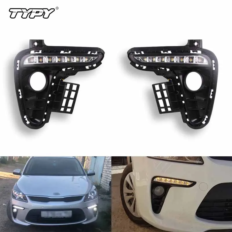 

TYPY Автомобильный 1 комплект желтого указателя поворота Водонепроницаемый ABS Автомобильный DRL 12 В Светодиодный дневный ходовой свет Дневного света для Kia Rio K2 2017 2018