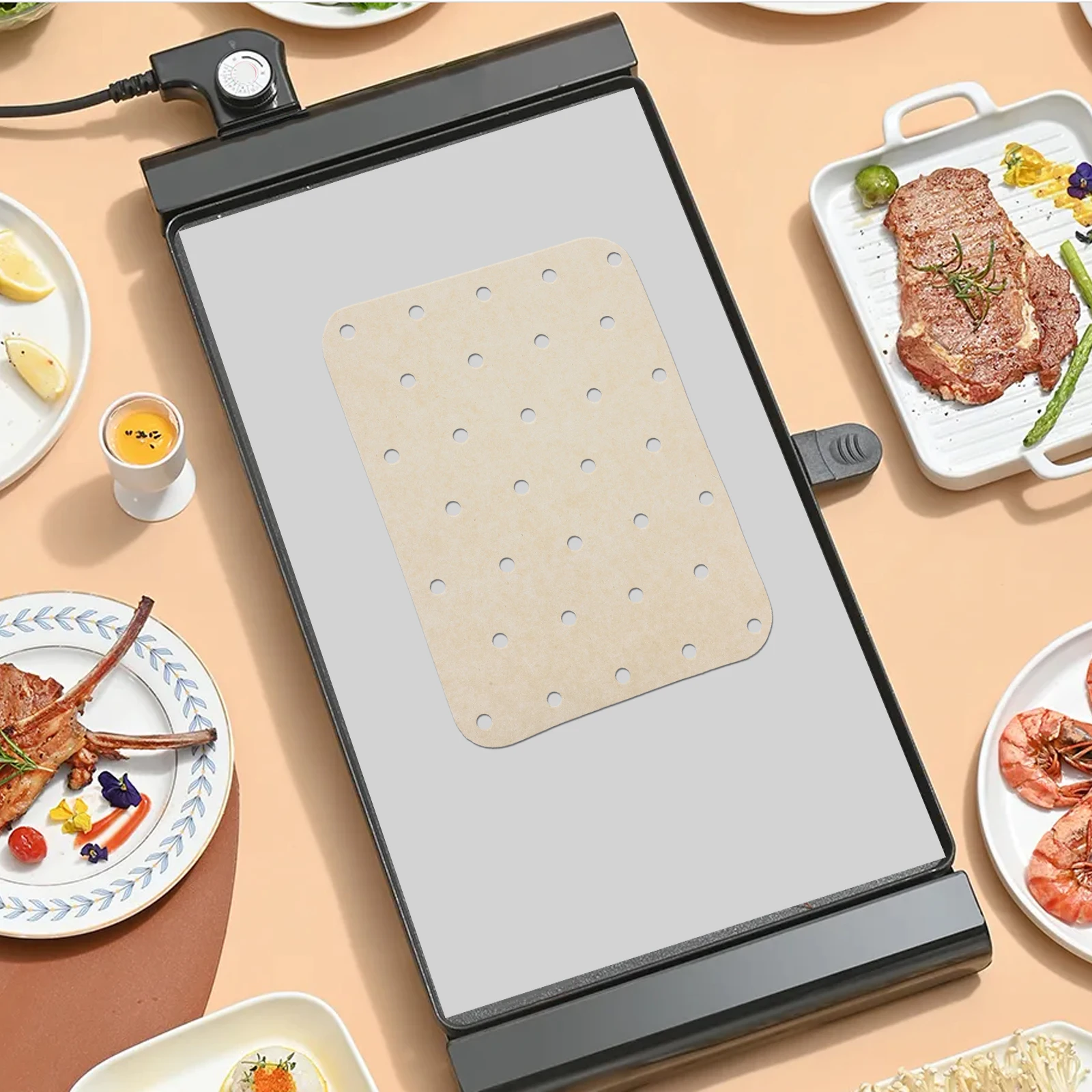 

150Pcs Air Fryer Paper Liners Oil Absorbing Perforated Nonstick Baking Sheets for Roasting Frying Oven Baking Oil Paper