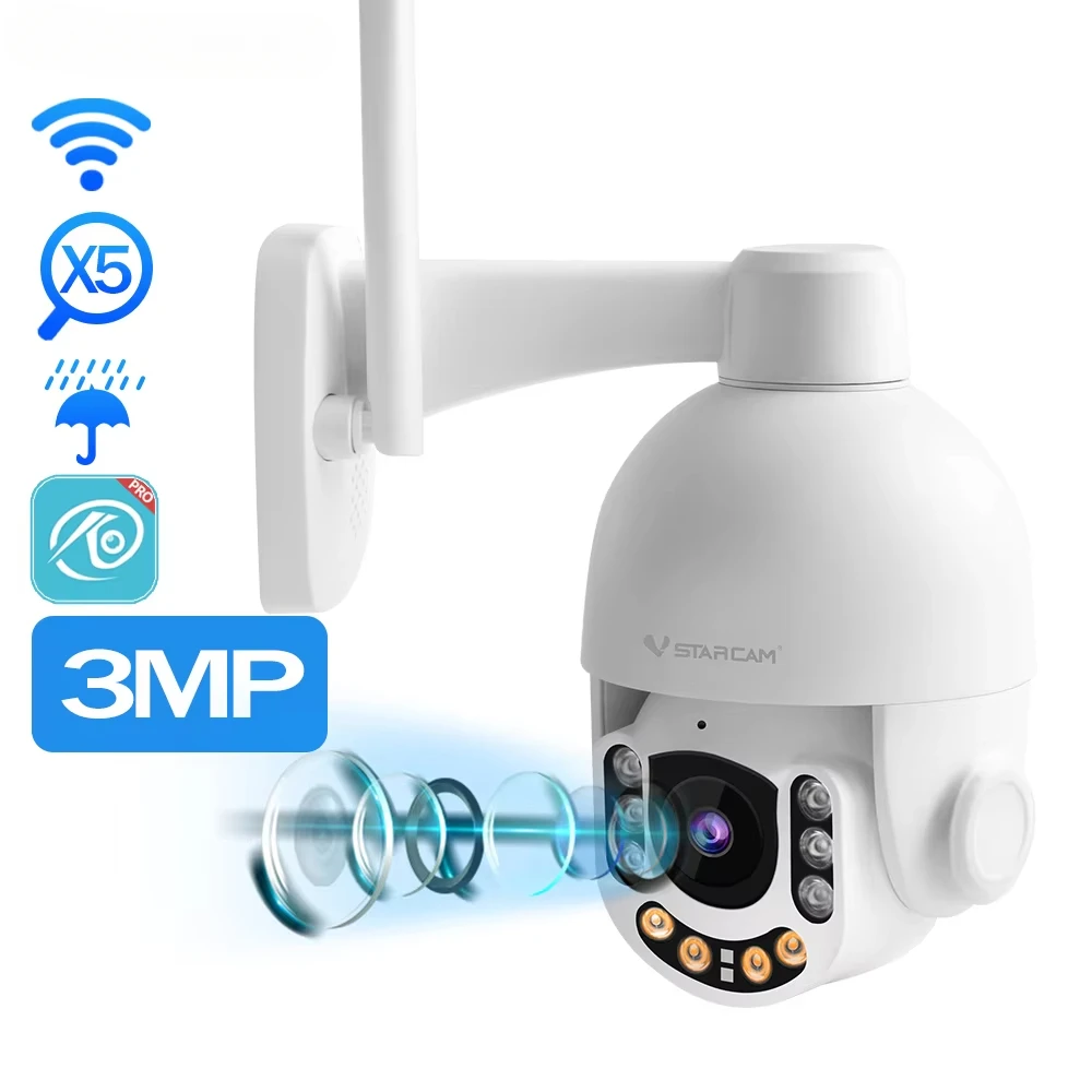 VStarcam CS65-X5 Wireless AI Humanoid Detection Cloud Storage CCTV Security Camera Full Color Night Vision 5X Zoom PTZ Camera