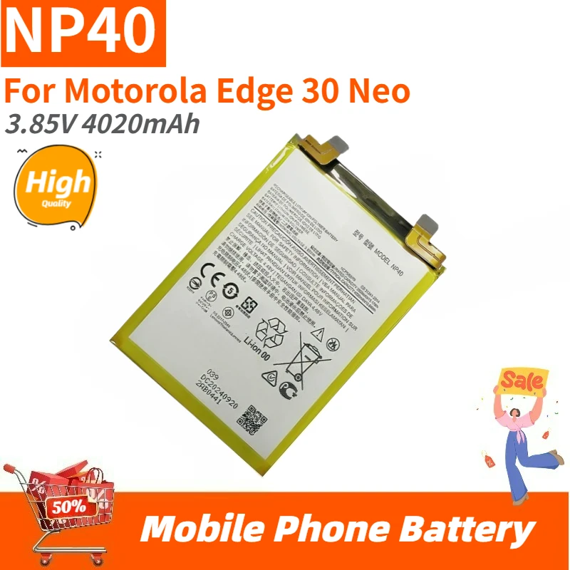 

Высококачественная батарея NP40 для телефона 3.85V 4020mAh для Motorola Edge 30 Neo, новая сменная батарея