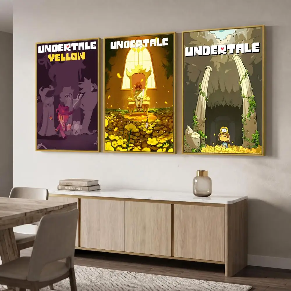 Game U-Undertale Poster Wall Art Stickers Self Adhesive Print Mural Decals for Bedroom Living Room Apartment Home Decor Gift