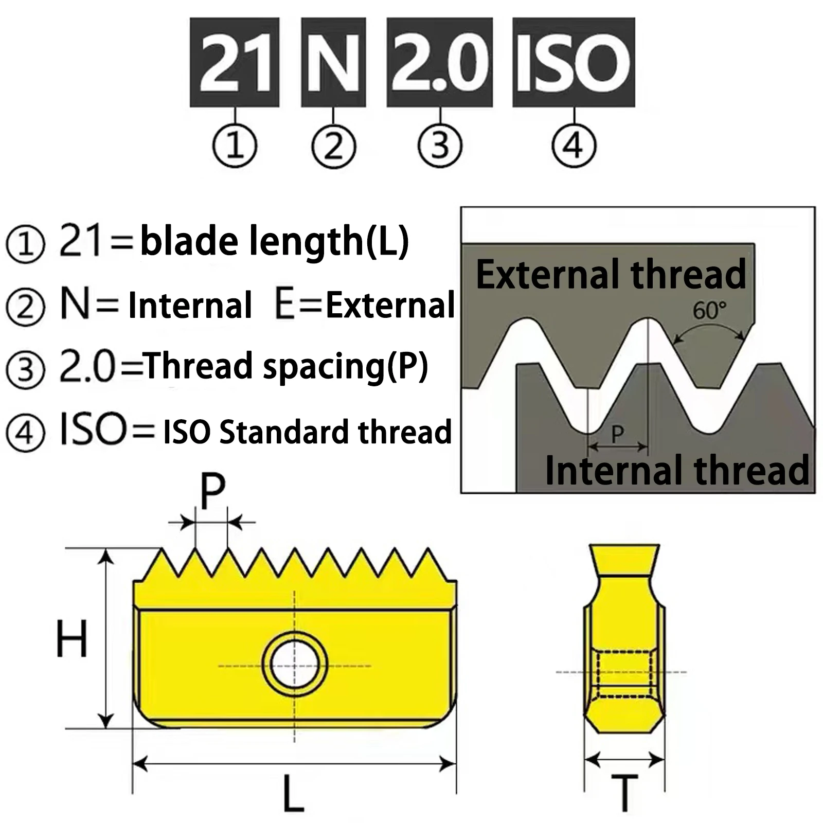 SR Thread Milling Insert Cemented Carbide Machining Center 12N 14N 14E 0.5/1.0/1.5 ISO Internal And External Threads