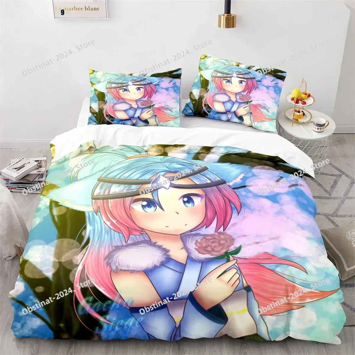 3D Anime Gacha Life Bedding Set Printed Bed Set With Pillowcase Duvet Cover Soft Single Double Queen Super King Size Bed Linen