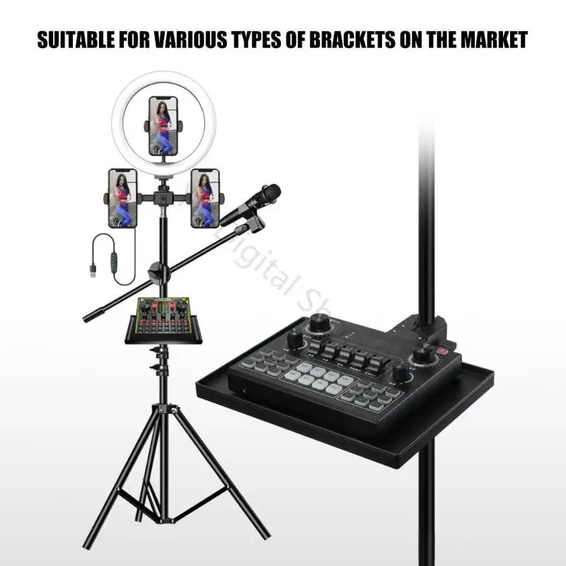 96BA Functional Studio Accessory Mounting Tray Mic Stand Tray Holds Music Interfaces Receivers Phones For Live Streaming