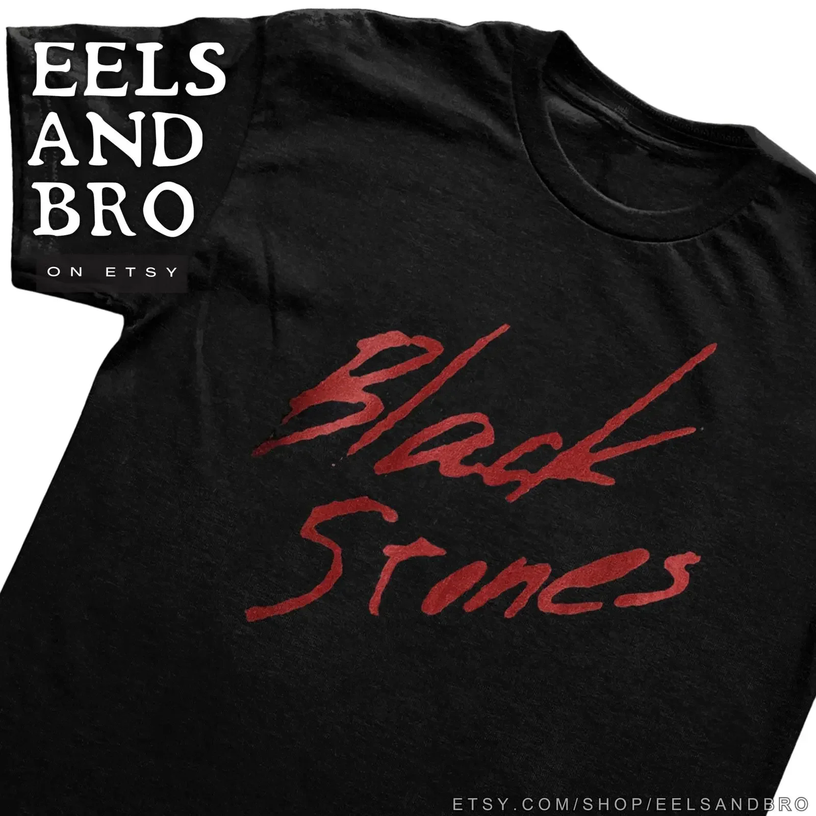 BLACK STONES t shirt with text only cosplay version option vintage Washed fashion Breathable Stretched streetwear