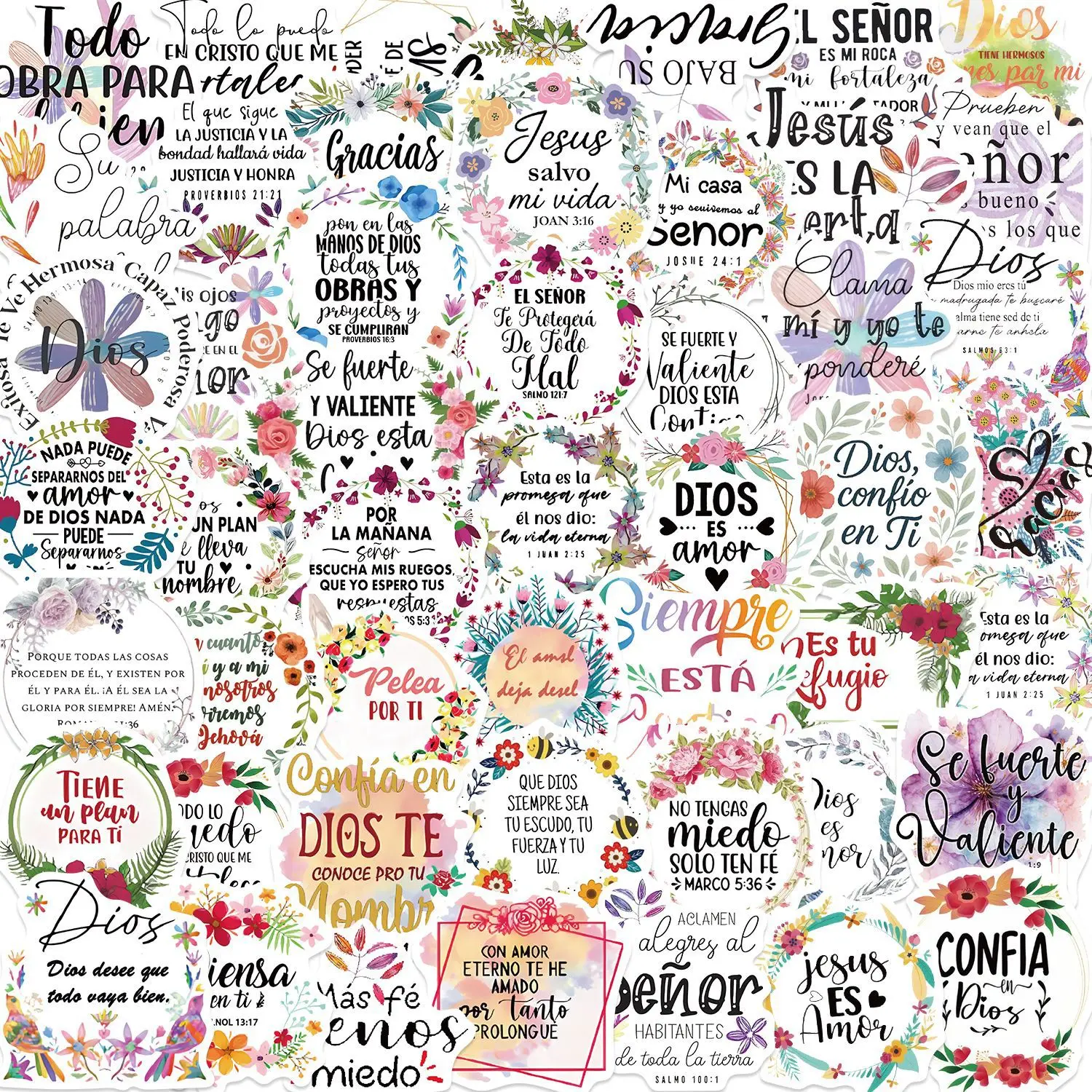 

50 PCS Spanish Inspirational Text Series Stickers for DIY Decoration Skateboard Phone Cases PVC Waterproof Stickers