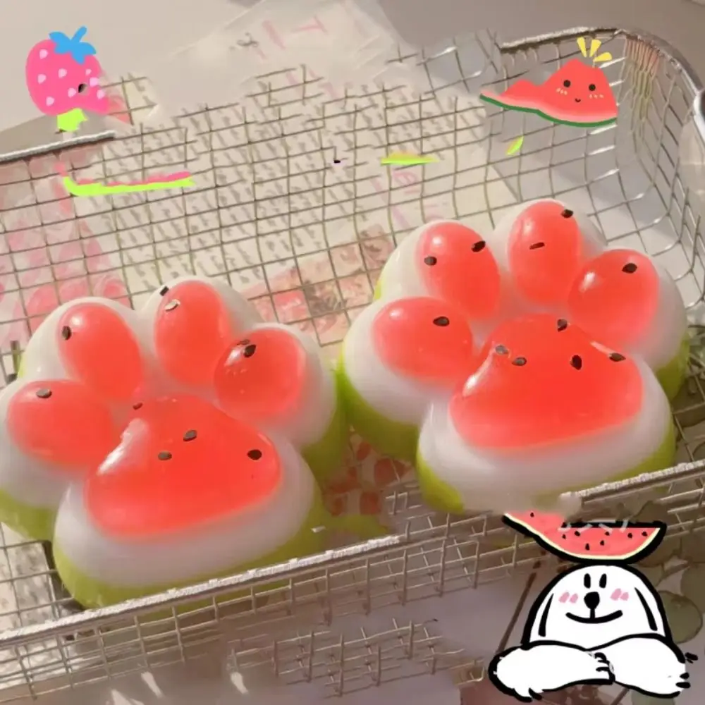 Creative Watermelon Cat Paw Squeeze Paw Design Realistic Sensory Fidget Ball Cute Summer Pinch Slow Rebound Children Gifts