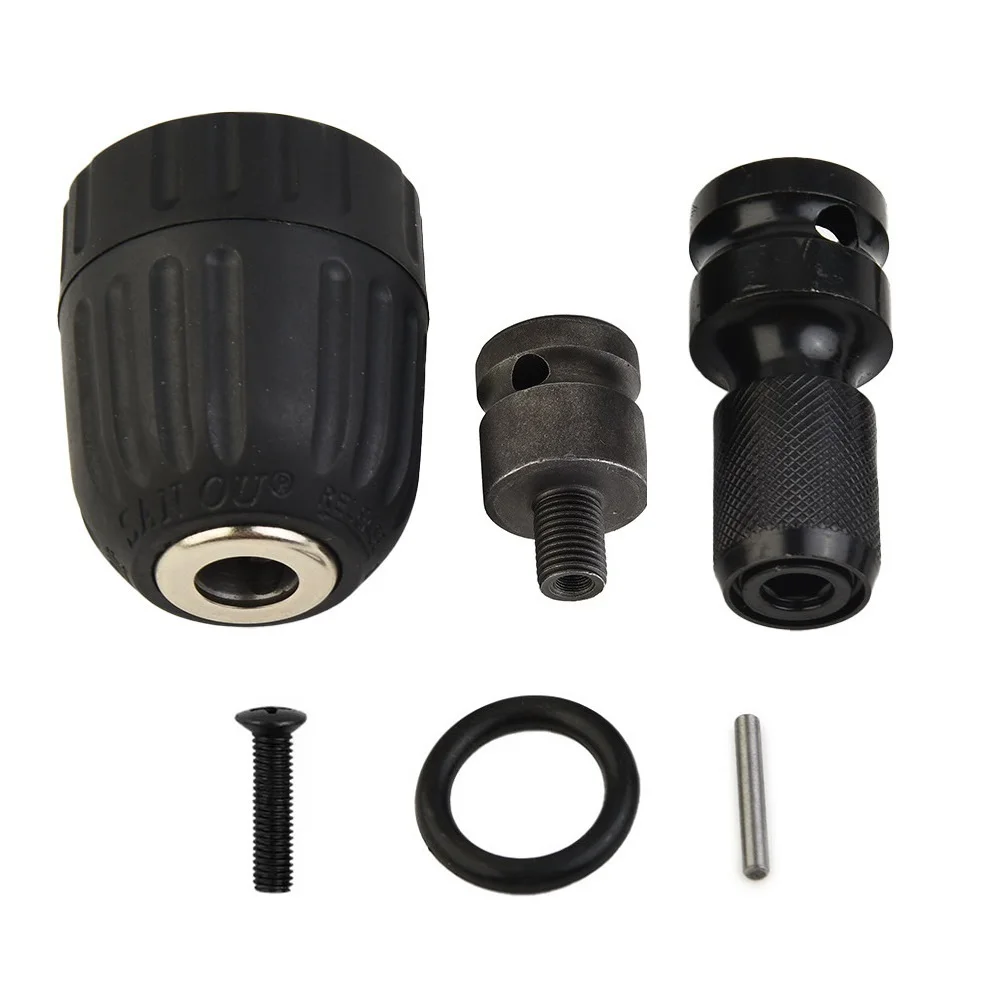 Metal 0.8-10mm Keyless Drill Chuck Set With Hex Socket Adapter For Electric Wrench Conversion Head Hand Tools