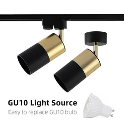 Faretto a binario a LED faretto da incasso a soffitto girevole a 360 ° bianco nero oro rame 6W lampadina GU10 lampada da parete sostituibile