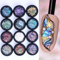12pcs Abalone Fragments Nail Art Slices Sparkling Aurora Blue Purple Broken Shell Flakes Jewelry DIY Charm Manicure Decoration