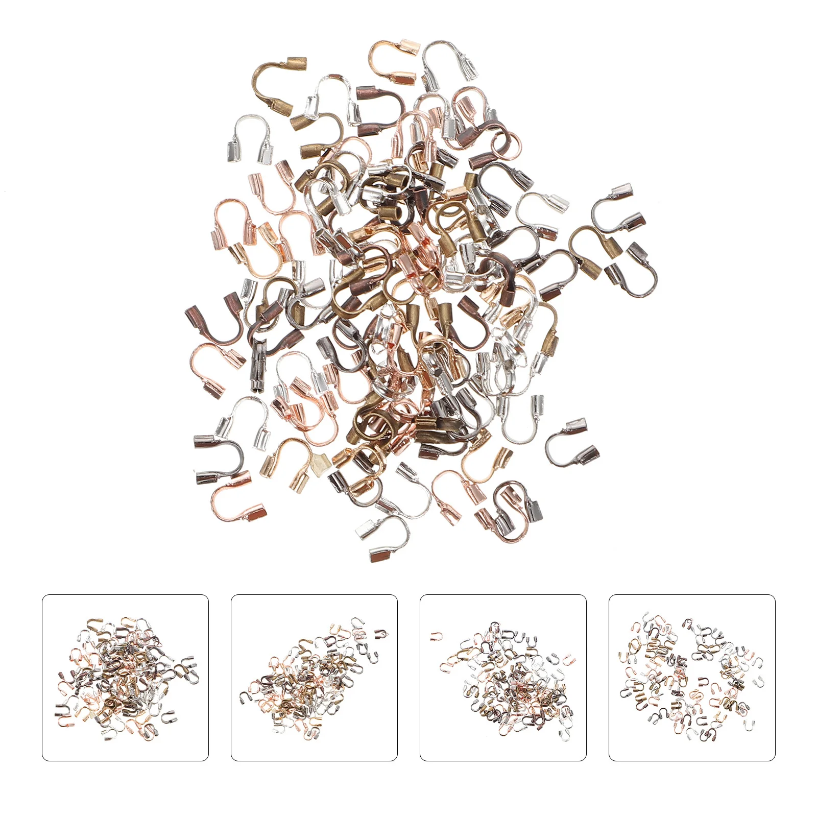 

500Pcs U Shaped Wire Protector Exquisite DIY Jewelry Clasp Cable Protectors for Necklace Bracelet Making U Shaped Wire