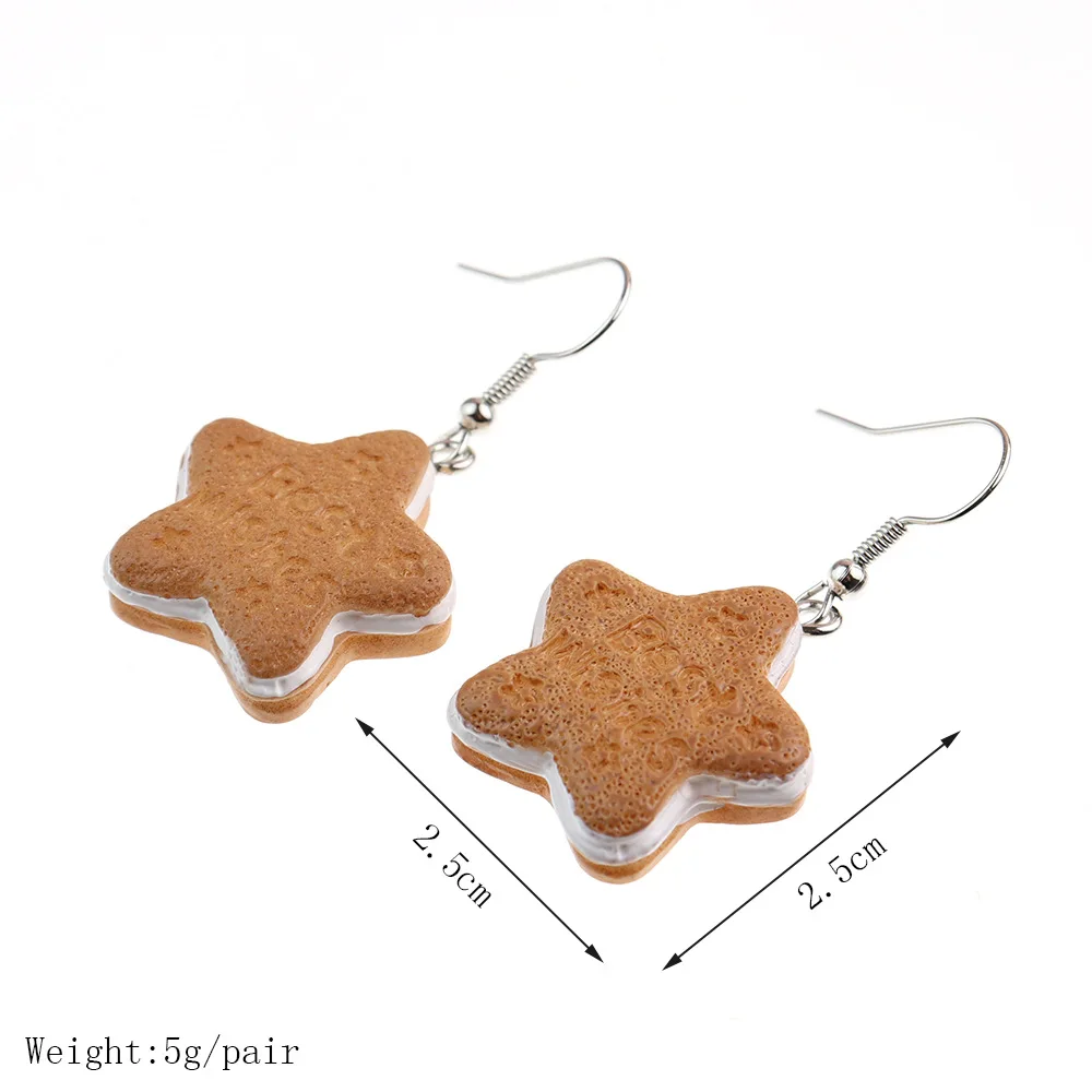 Ovxxons 1 Pair Carnival Christmas Series Simulation Food Play Christmas Cartoon Cookie Earrings Fashion Holiday Party Earrings