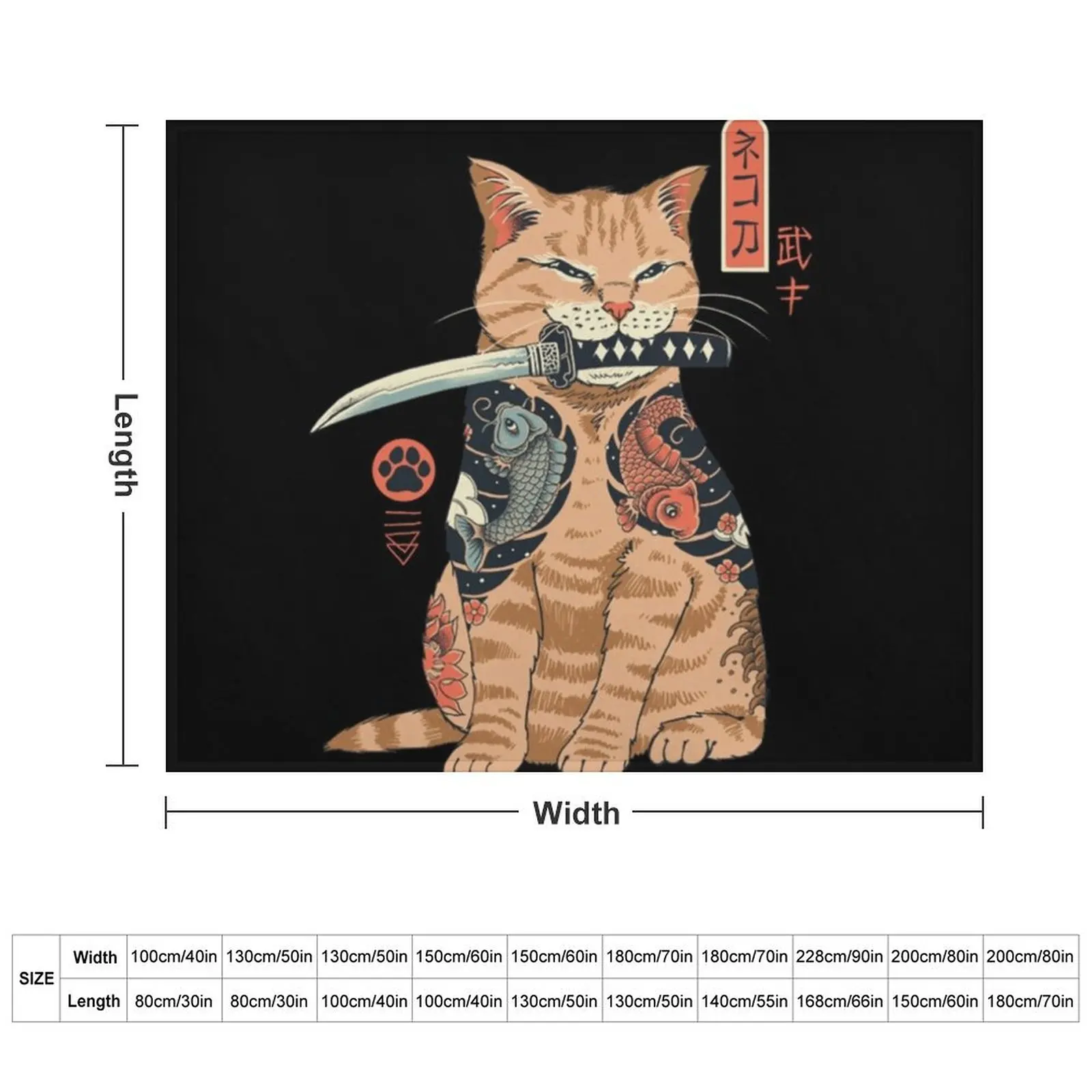 Katana cat vintage Throw Blanket warm for winter Decorative Sofas Blankets