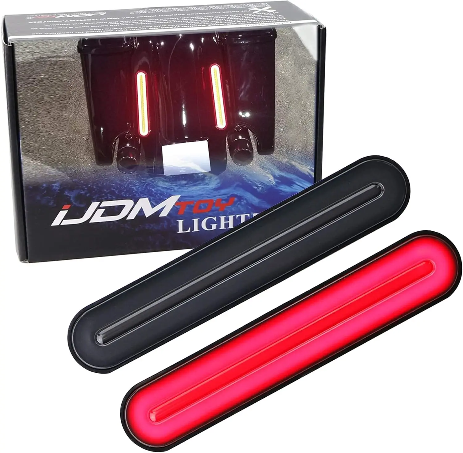 

Dual Rear Fender/Bagger Vertical Mount LED Rod Light Kit, Compatible with Harley Davidson Motorcycles, Full LED 3-in-1 Stop/Brak