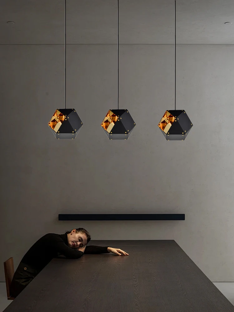 Home Decoration Dining Table Bar Cafe Hanging Lamp 2026 Black Long Creative Designer Ceiling Chandelier Stainless Steel