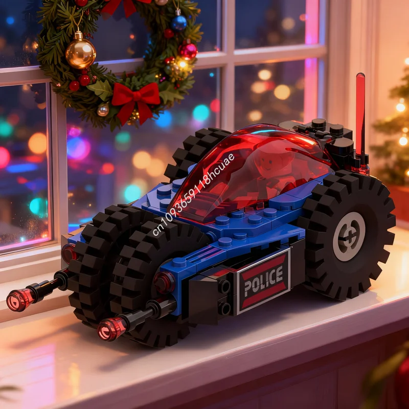 ตัวต่อ MOC ตำรวจอวกาศ 123 ชิ้น รุ่นรถสามล้อ ของเล่นสร้างสรรค์ DIY ของขวัญคริสต์มาส ไอเดียของเล่นเสริมพัฒนาการ