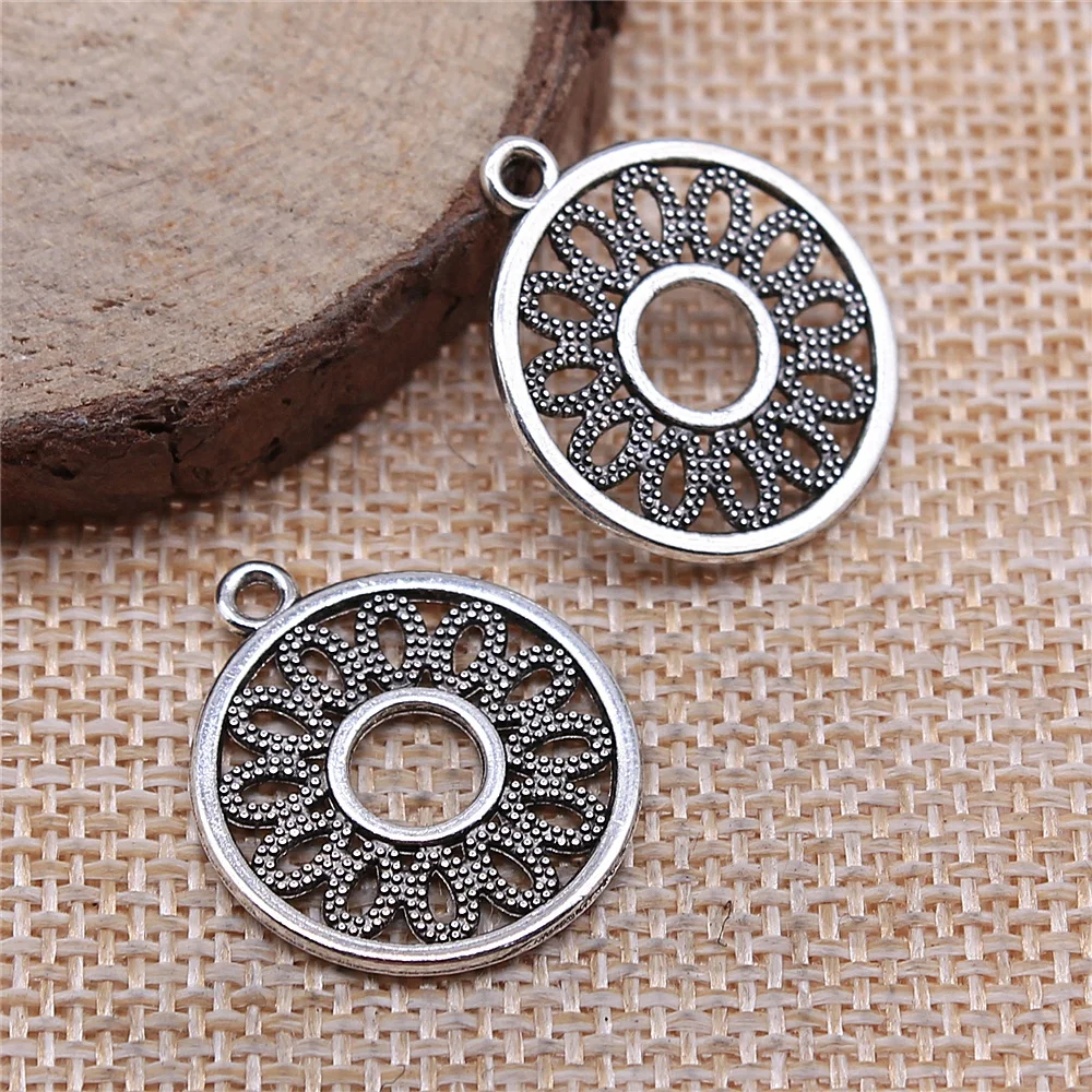 WYSIWYG 10pcs 24x21mm Hollow Circle Charms Jewelry Making Round Circle Earrings Charms Charm Earrings Finding