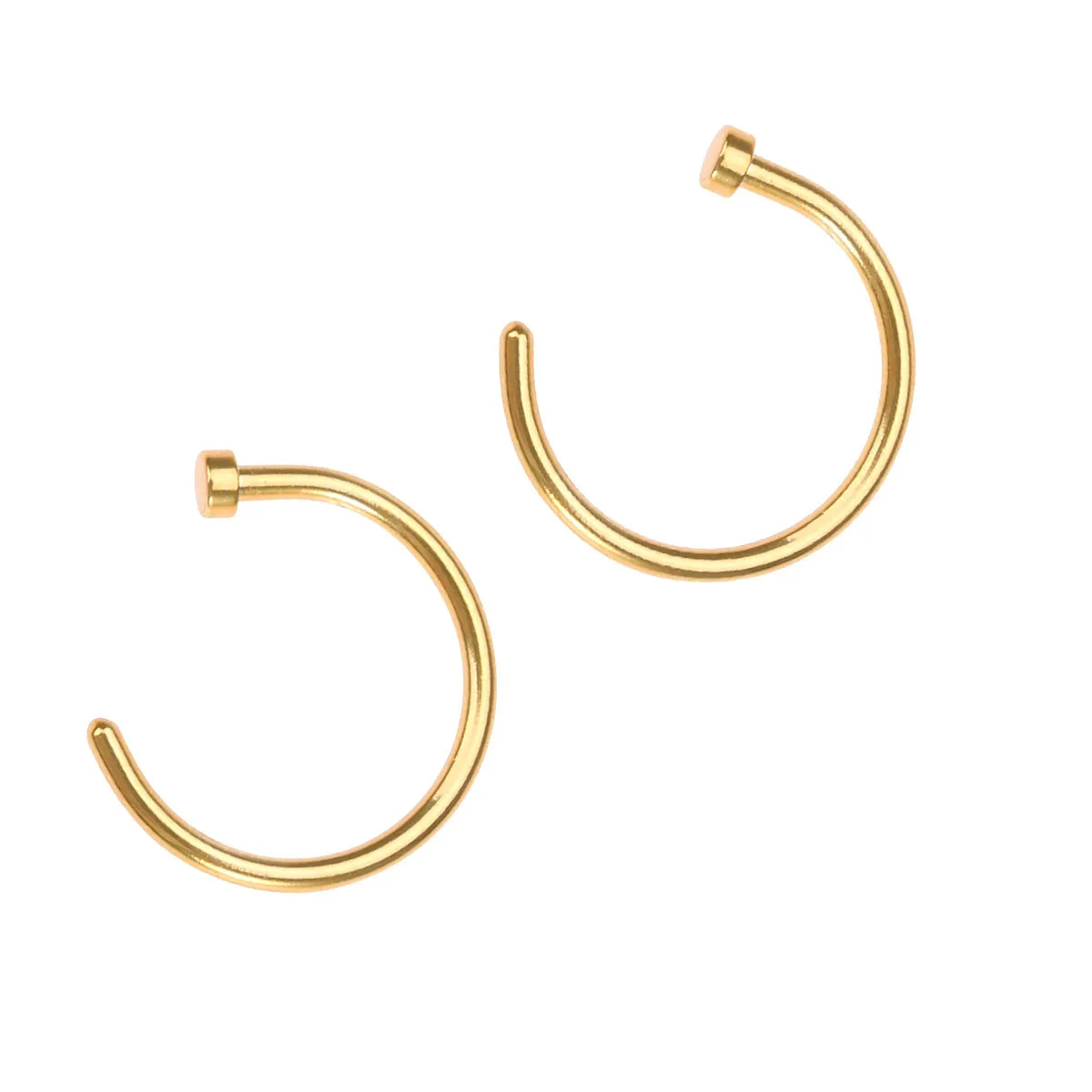 2Pcs Premium Surgical Titanium Steel Nose Ring C Shape Open Hoop for Sensitive Skin Non Toxic Smooth Polished Nose Piercing