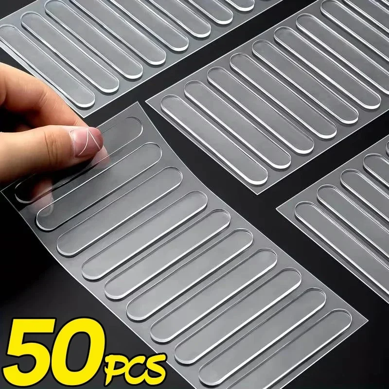 50/10Pcs Silicone Anti-collision Sticker Self Adhesive Transparent No Trace Protector Sticker for Cabinets Corners Behind Door