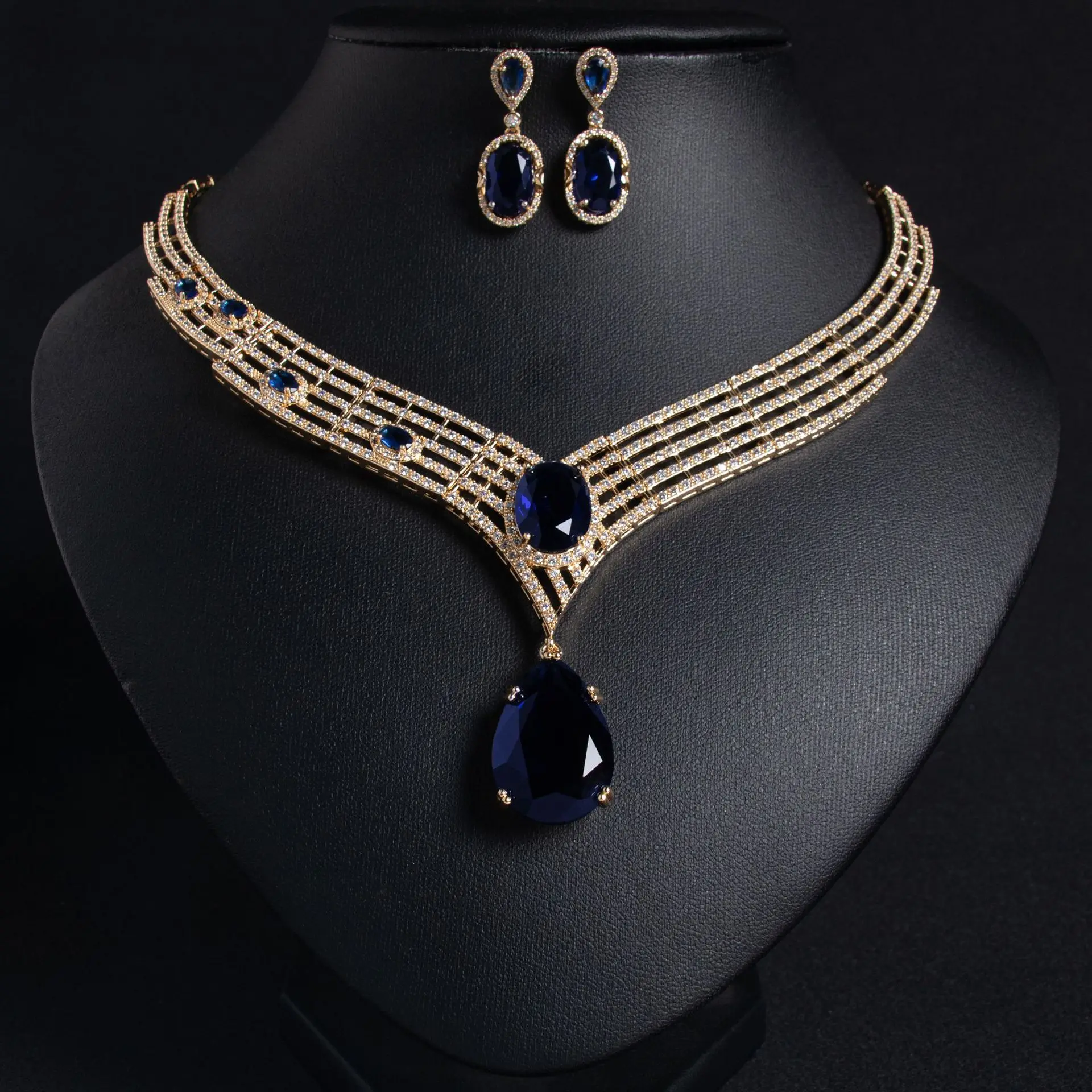 Summer 2026 High-end Women's Zircon pendant jewelry Set, Light Luxury Evening Earrings, Necklace, Wedding Accessories