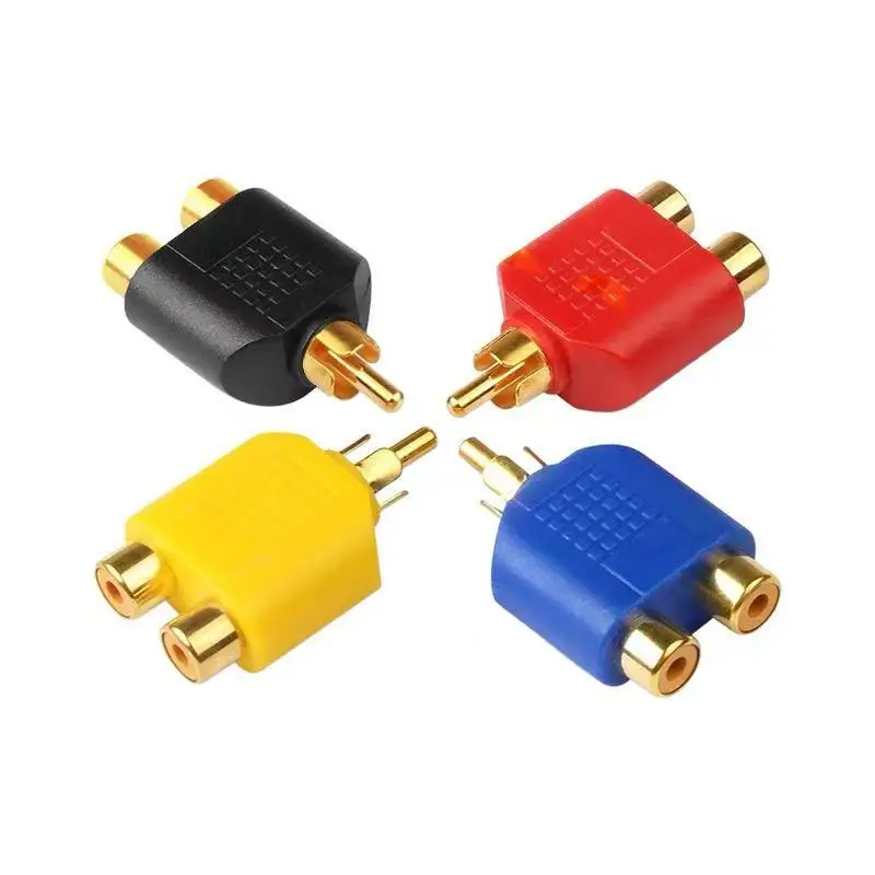 4Pcs Gold-Plated RCA Y Splitter 1 to 2 Audio Video Adapter Male Female Connector for Home Audio Speaker Cable
