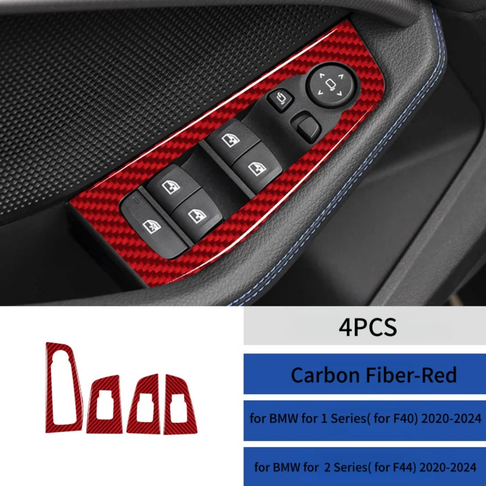 /Carbon /Fiber /Window Lift Switch Control Panel Trim Cover For For BMW 1 Series For F40 2 Series F44 2020 2021 2022 2023 2024 C