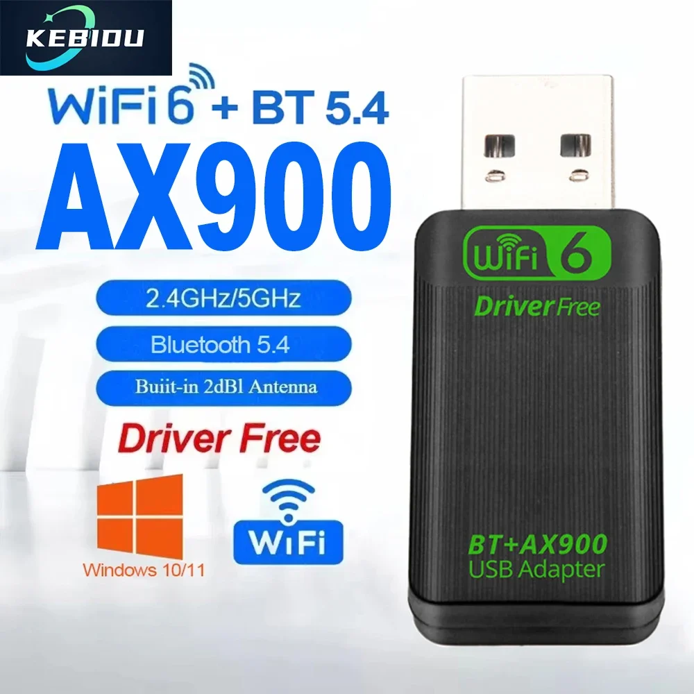 

AX900 USB WiFi 6 Bluetooth 5.4 Adapter 2 in 1 Dongle Dual Band 2.4G 5GHz Network Wireless Receiver DRIVER FREE For Windows 10/11