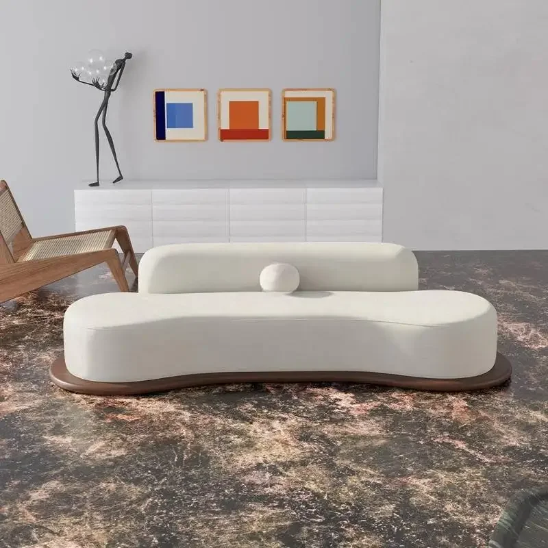 Sofás Europeos Únicos con Relleno, Beige, Reclinables, de Madera, Lujosos, Sofá de Suelo Doble, Réplica de Sillones, Muebles Nórdicos Modernos