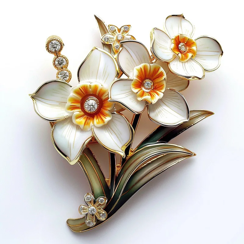 

Miniature zircon pastoral daffodil brooch, accessory corsage