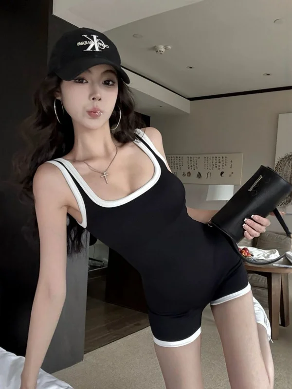 

Conservative Sle One-Piece Swimsuit Women's Slimming Swimwear High Waist Briefs Color Blo Design Spor Fitn Swimming