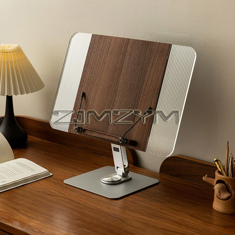 حامل كتب للقراءة حامل كتب قابل للتعديل مع 360 درجة °   قاعدة دوارة، مشابك صفحة مرنة، حامل رفع لسطح المكتب قابل للطي