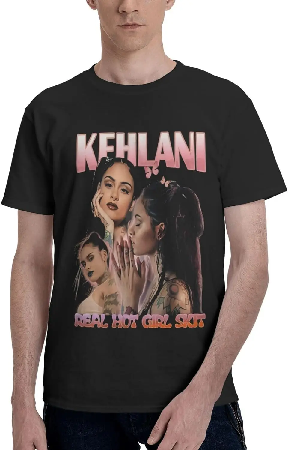 Kehlan Mens Womens Hip Hop Rap Trap Rapper Streetwear Vintage Style T-Shirt Black