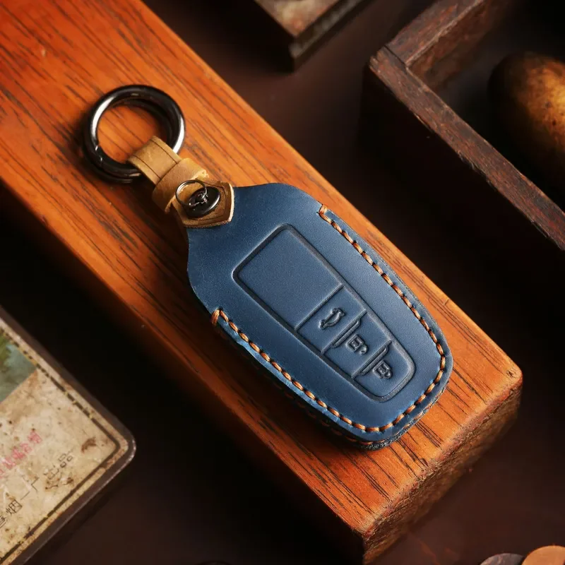 for Toyota Camry Avalon Key Cover Retro Crazy Horse Leather Pure Handmade Car Key Case Protective Shell