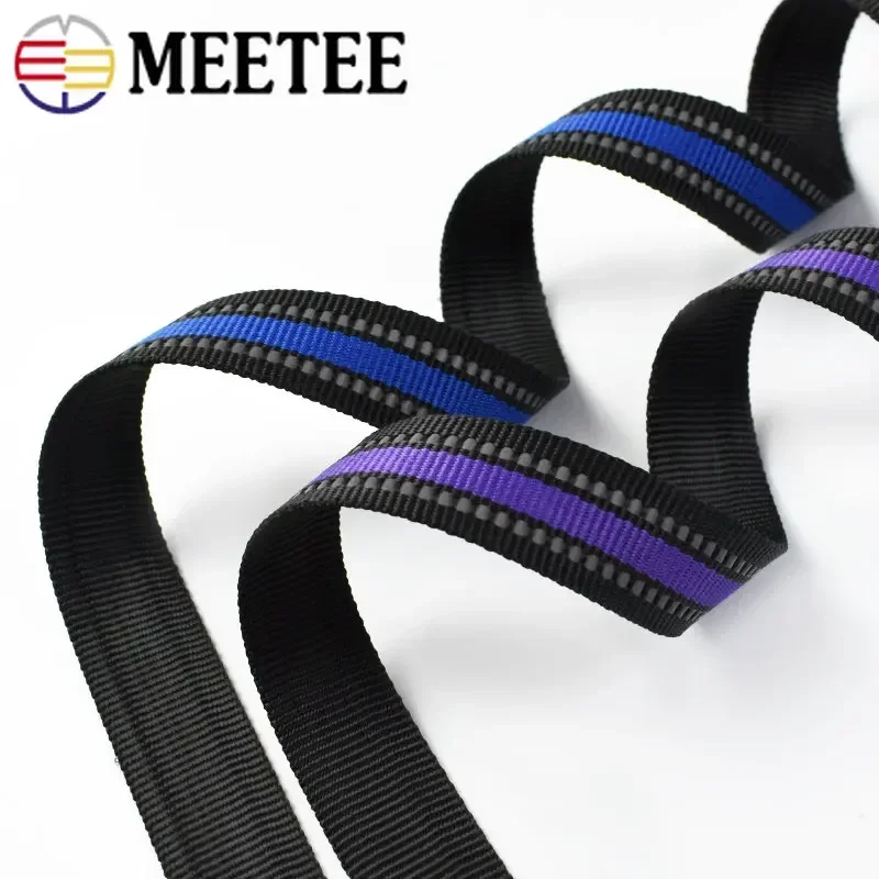 10Meters 15/20/25mm Reflective Nylon Webbing Decoration Ribbon Bag Strap Clothes Pet Collar Tape DIY Belt Bia Sewing Accessories