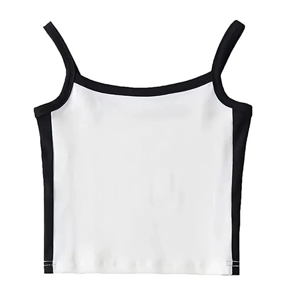 Women Spaghetti Strap Patchwork Vest Top for Summer Casual Wear Backless Slim Camisole Tank with Suspender Design