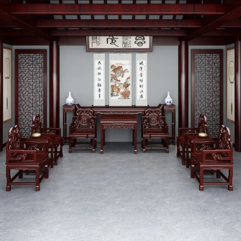 For New Chinese Style Solid Wood Central Hall Table Set 4 or 6 Piece Eight Immortals Table Incense Case Rural Living Room God
