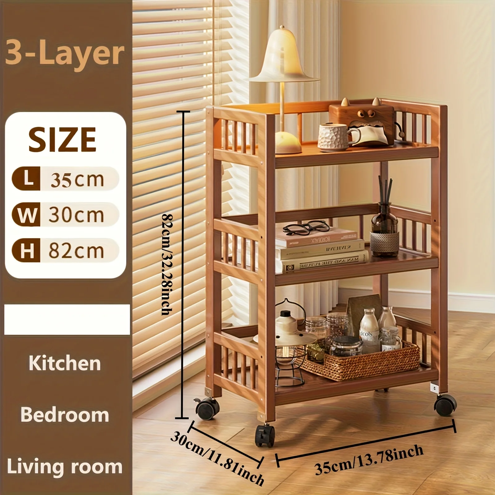 

1 Multi-Functional Freestanding Mobile Storage Rack Multi-tiered Storage Cart, Ideal for Snacks and Household Items,Living Room