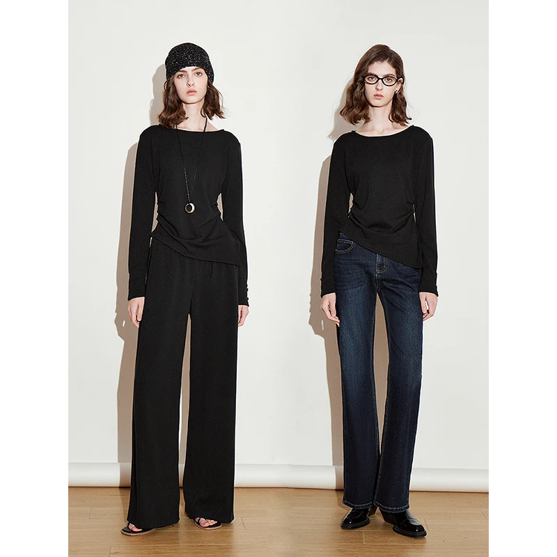 TOYOUTH Set da due pezzi da donna 2025 Primavera Nuova maglietta irregolare con pantaloni casual a gamba larga Set di abiti alla moda