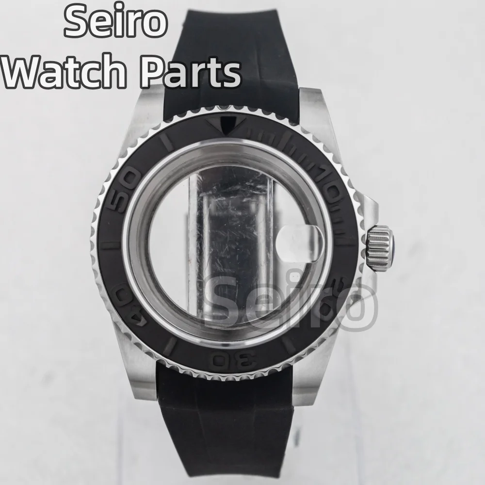 40 مللي متر NH35 ساعة حافظة بحزام مطاطي الياقوت الزجاج الفولاذ المقاوم للصدأ لليخوت سايكو مود NH34 NH35 NH36 حركة NH35 ساعة