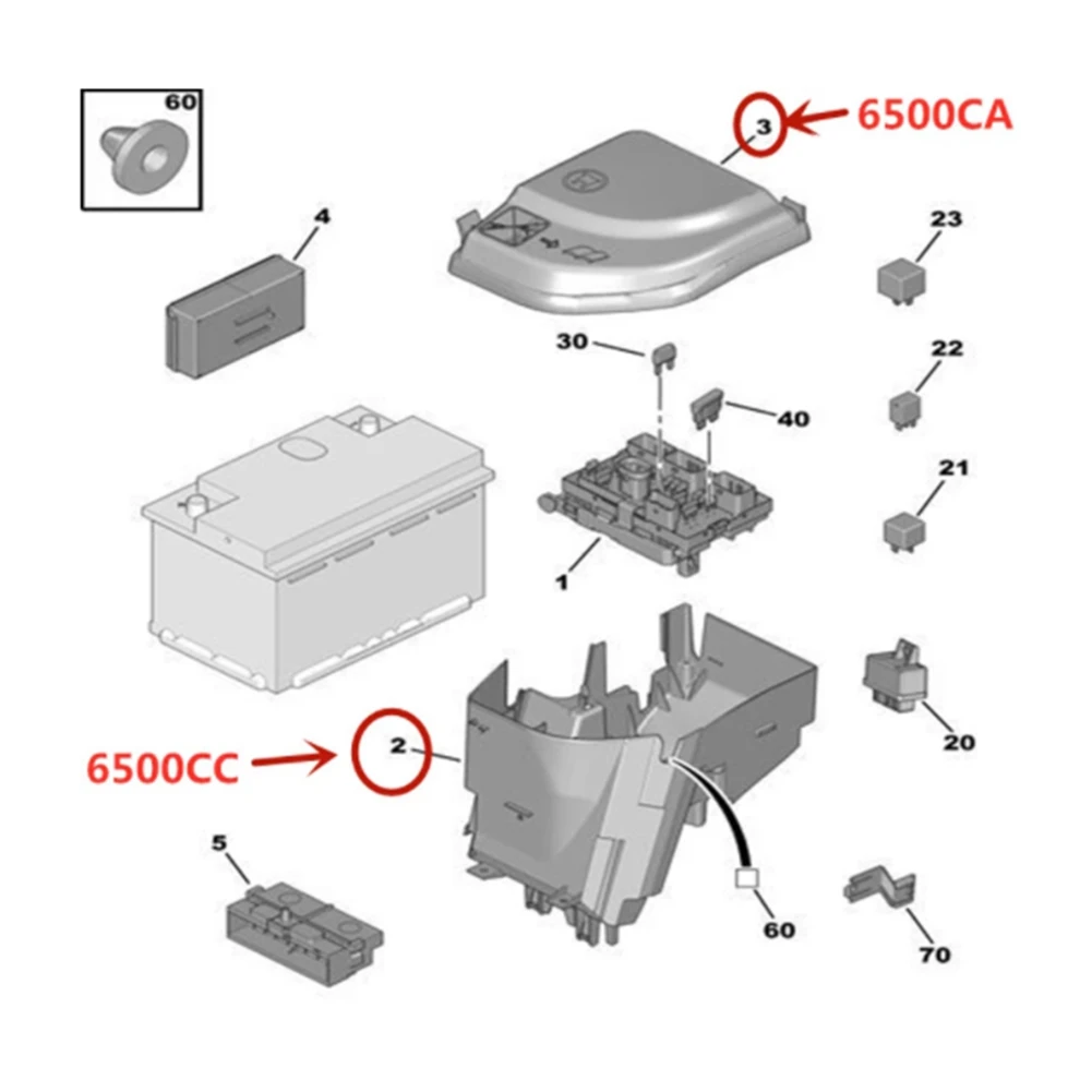 For Peugeot 3008 307 308 408 5008 RCZ Partner B9 Citroen C4 DS5 Sega Checking Stand and Fuse Box Upper Cover 6500CA