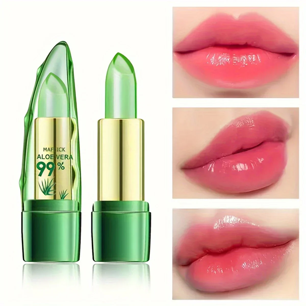アロエベラ口紅、長持ちするリップケア、栄養価の高いプランパーリップバーム、保湿剤、魔法の温度カラーリップメイクアップ化粧品